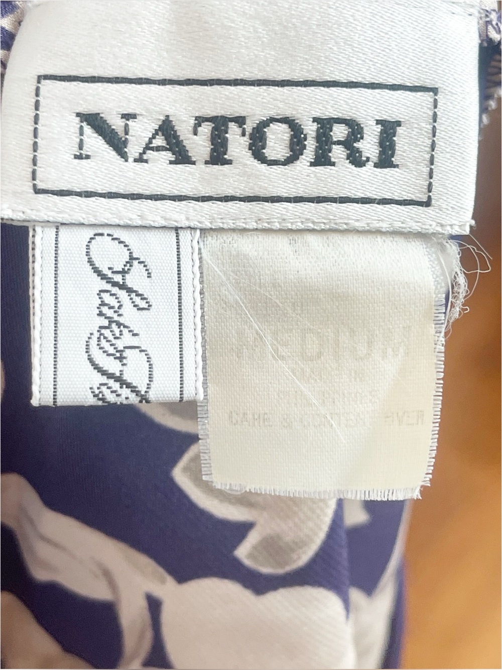 Natoti Vintage Navy and Cream Floral Nightgown Slip Dress - Picture 5 of 7